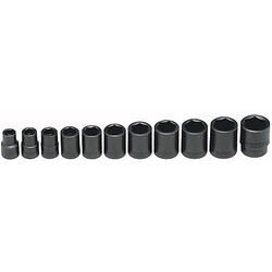 Set of 11 standard impact sockets, 1/2 in., 6-point