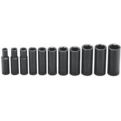 Juego de 11 dados de impacto profundo de 1/2 pulgada y 6 puntas
