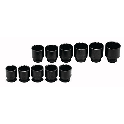 Set of 11 slim wall plugs, 3/4 in., 12 prongs