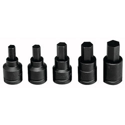 Set of 5 impact sockets with hex tip, 3/4 in.