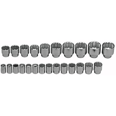 Juegos de dados métricos estándar de 24 piezas, 3/4 pulg., 12 puntas