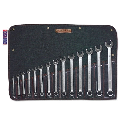 14-piece combination wrench set, 12-point, inch, chrome plated