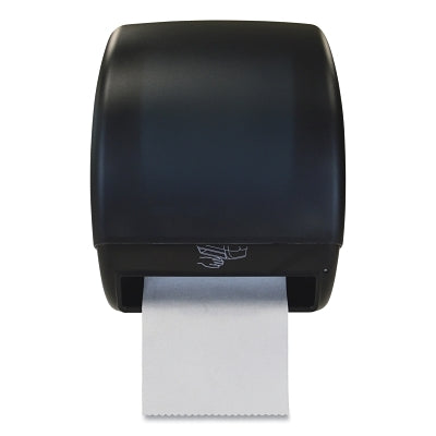 Rolled towel dispenser, wall-mounted, smoked ABS cover with black ABS base, batteries included