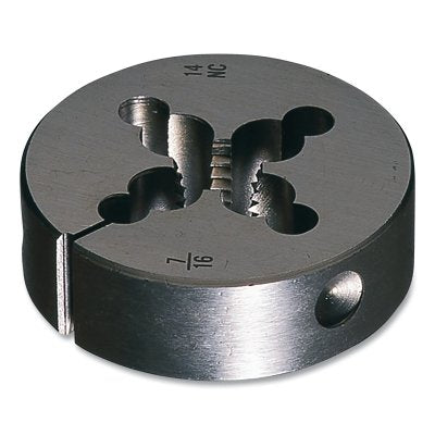 Round adjustable carbon die, 1 1/2-6 UNC, 3 in. outside diameter