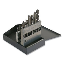 18-piece set of spiral-tipped taps and standard-size drill bits