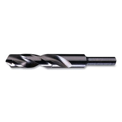 Silver and Deming drill bit with reduced shank of 1/2 in., cutting diameter of 1-17/64 in., point angle of 118°, overall length of 6 in.