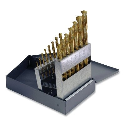 Juego de brocas de longitud estándar de uso general TiN de 150 TN, 26 piezas, tamaños de broca A-Z