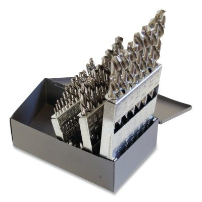 150L Left-Handed Twist Drill Bit Set, Jobber Length, 29 Pieces, Drill Bit Sizes 1/16 to 1/2 in.