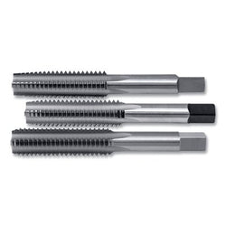 3-Piece Manual Tap Set with Straight Bottom Flute and Tapered Plug, Tool Size 7/8"-14, Overall Length 4.6875 Inches, 4 Flutes
