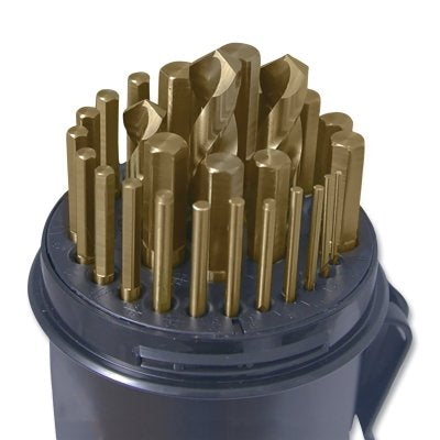 1804 Heavy Duty Cobalt Hex Shank Drill Bit Set, Standard Length, 29 Pieces, Drill Bit Sizes 1/16 to 1/2 in.