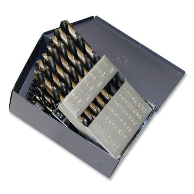 Jobber Heavy Duty Drill Bit Set, Black and Gold, 29 Pieces, Drill Bit Sizes 1/16 to 1/2 in., 1879