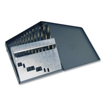 1878 Heavy Duty Drill Bit Set, Black and Gold, Flat, Standard Length, 29 Pieces, Drill Bit Sizes 1/6" to 1/2".