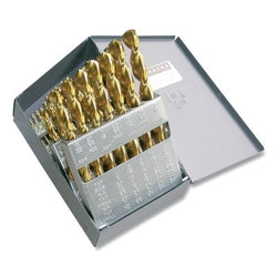 Heavy Duty TiN Parabolic Drill Bit Set 1872-TN, Standard Working Length, 15 Pieces, Drill Bit Sizes 1/16 in. to 1/2 in.