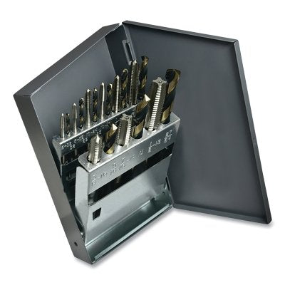 Set of 18 standard size manual taps for drill and plug