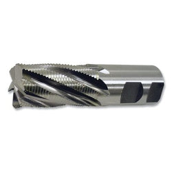 Fresa de extremo de paso fino más desbastadora serie RG6, 1-1/4 pulg. x 2 pulg. x 4,5 pulg. de longitud total, 6 flautas, recta con planos Weldon, TiAlN
