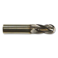 Fresa de punta esférica de carburo CEM-SE-4B para uso general, de un solo extremo, 4 flautas, fresado de 1 pulg. de diámetro, longitud de corte de 3 pulg., TiAlN
