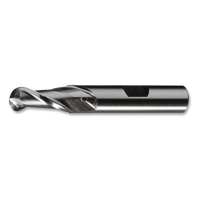 Fresa de punta esférica de acero de alta velocidad de un solo extremo HG-2B, 2 flautas, fresado de 1-1/4 pulg. de diámetro, longitud de corte de 2,5 pulg., TiN