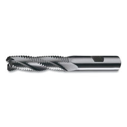 Fresa de extremo de paso grueso más desbastadora serie RG8, 1 pulg. x 2 pulg. x 4,5 pulg. de longitud total, 5 flautas, recta con planos Weldon, acabado brillante