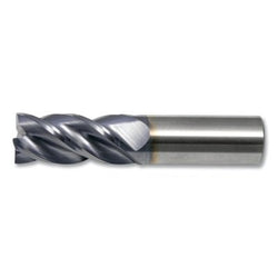 Fresa de extremo de carburo CEM-V-4R-TA, 1 x 1 x 1-1/2 x 4, 0,090 CR, 4 flautas, Weldon Flat, acabado AP/MAX
