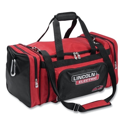 Lincoln® Industrial Canvas Bag, Three Exterior Pockets, 24 Inches Long, 12 Inches Wide, Red/Black
