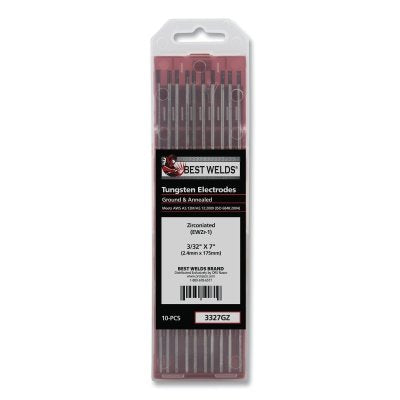 Zirconium ground tungsten electrode, 1/8 in. diameter x 7 in. long, 10-pack