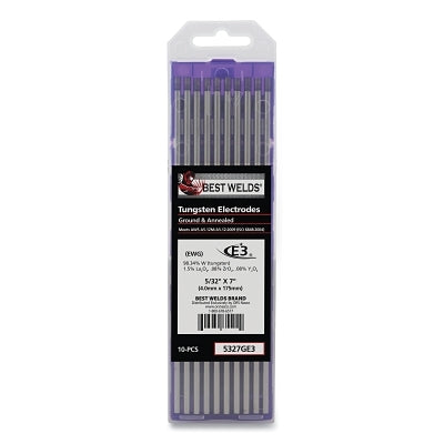 Electrodo de tungsteno E3, 5/32 pulg. de diámetro x 7 pulg. de largo, paquete de 10