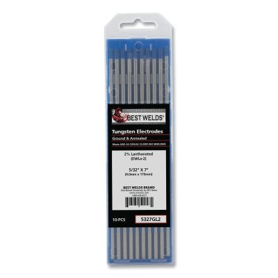 Electrodo de tungsteno lantano al 2 %, 1/16 pulg. x 7 pulg., paquete de 10