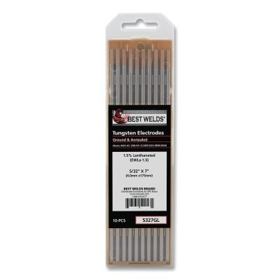 Electrodo de tungsteno antanado al 1,5 %, 1/16 pulg. x 7 pulg., paquete de 10
