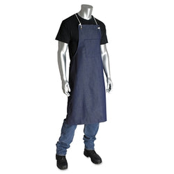 Blue denim apron, 71 cm wide x 92 cm long, blue