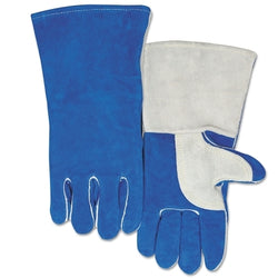 Quality welding gloves, cowhide split leather, large, blue