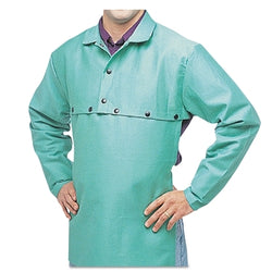 Capa de satén de algodón FR con mangas, broches, talla extra grande, verde visual