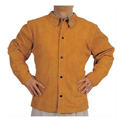 Chaqueta de soldador de piel de vacuno servida, grande, marrón dorado