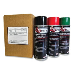 Penetrant testing kit, standard grade, 1 penetrant, 1 developer, 2 cleaners