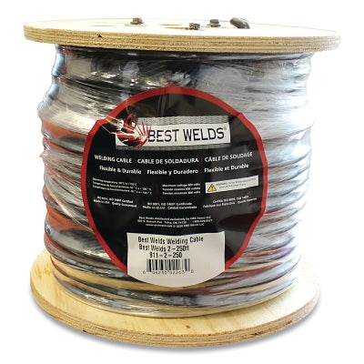 Cable de soldadura, 2 AWG, carrete de 500 pies, negro