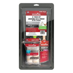 Silver Tip® Kit, (1) 9-inch Wire Cage, (2) 9-inch Rollers, (1) 2-inch Silver Tip Frame Brush, (1) Metal Tray, (1) Tray Liner