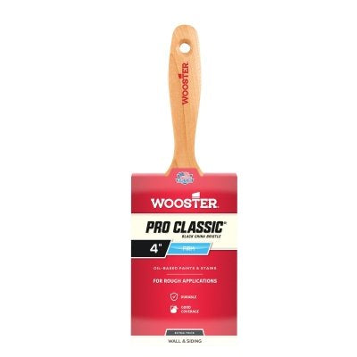 Pro Classic® Black Chinese Bristle Paint Brushes, 6 Inch Wide, Black Chinese Bristles, Wooden Handle