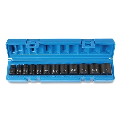Juego de dados de impacto, 3/4 pulg., SAE, 6 puntas, 3/4 pulg. a 1-5/8 pulg., 14 piezas de longitud estándar