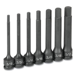 Impact screwdriver set, 1/2 in. drive, SAE, sizes 1/4 in. to 3/4 in., 5.91 in. overall length, 10 pieces, 6 in. length, hex