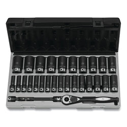 Duo-Socket® Impact Socket Set, 3/8 in., 12 Point, Deep/Standard, Includes (24) SAE Sockets/(32) Metric Sockets/Ratchet/Extensions/Case, 59 Pieces