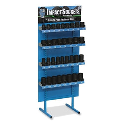 Expositor de 3/8 pulg., incluye 112 dados de impacto métricos/SAE de 12 puntas