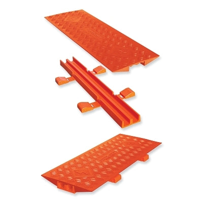 Cable bridge, 2" high x 12" wide x 35.5" long, for Linbacker® general purpose cable protectors, 5 channels, orange
