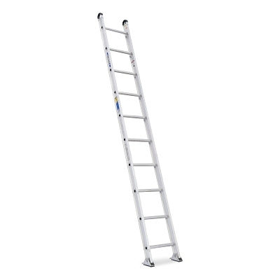 Escalera recta de aluminio de peldaños redondos, 514-1, tipo IAA. 4,2 m de largo, 43,2 cm de ancho, capacidad de carga de 170 kg.