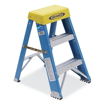 Escalera de tijera de fibra de vidrio, 7403, tipo IAA, 90 cm de largo, 50 cm de ancho, de un solo lado, capacidad de carga de 170 kg, color naranja/negro
