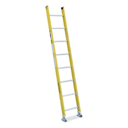 Escalera recta de fibra de vidrio de peldaños redondos, 7112-1, tipo IAA, 3,6 m de largo, 46,5 cm de ancho, capacidad de carga de 170 kg, color amarillo