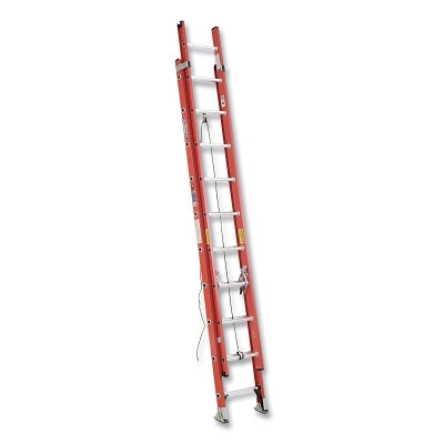 Escalera extensible de fibra de vidrio con peldaños en D, D6228-2, tipo IA, 8,5 m de largo, 48 cm de ancho, capacidad de carga de 136 kg, 3 secciones