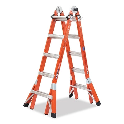 Escalera multiposición de fibra de vidrio, FMT-17, tipo IA, 5,2 m de largo, 5,5 m de alcance, capacidad de carga de 136 kg, color naranja