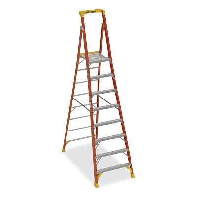 Escalera de podio, PD7310, tipo IAA, 3 m, alcance de 4,8 m, 97 cm de ancho, capacidad de carga de 170 kg, fibra de vidrio, amarilla