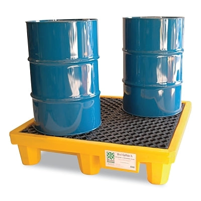 Palet antiderrames, P4, 53 pulgadas de ancho x 53 pulgadas de largo, capacidad de 66 galones, amarillo