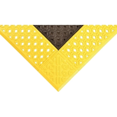 Cushion-Lok™ Assembled Raised Interlocking Drain Mat, 520, 7/8" x 30" wide x 48" long, PVC, Black/Yellow