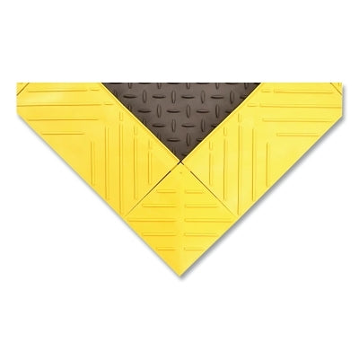 Azulejo sólido Diamond Flex-Lok™, 621, 1 pulg. x 30 pulg. de ancho x 60 pulg. de largo, ensamblado con esquina biselada y 3 rampas biseladas, PVC, negro/amarillo